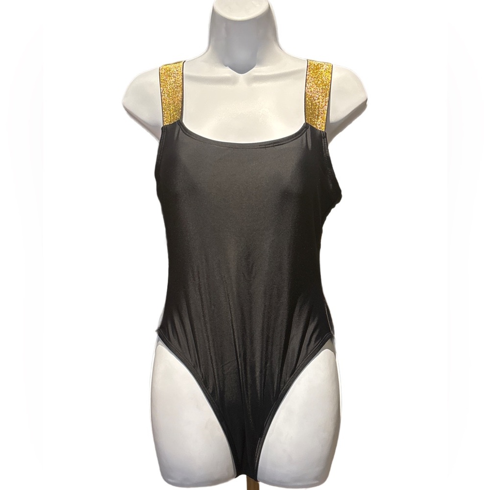 Jess Lea | Black One-Piece Swimsuit with Gold Straps